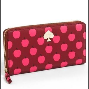 KATE SPADE Flatiron Lacey Apple Zip Around Nylon Wallet